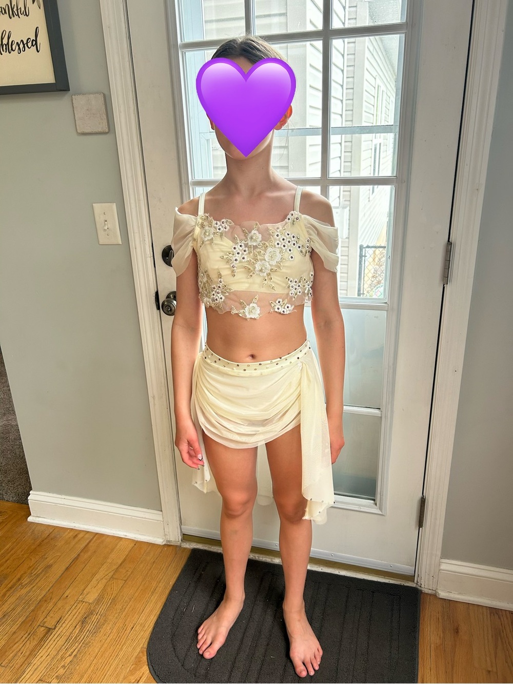 Kelle Cream/Ivory Embellished Two-Piece Dance Costume